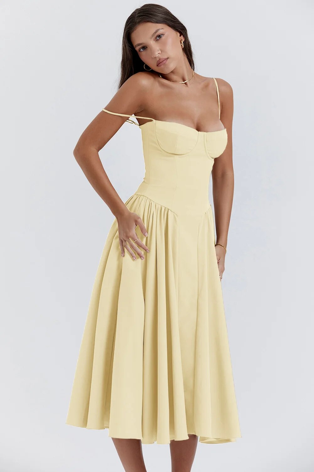 | Nina Sleeveless Corset Midi Dress