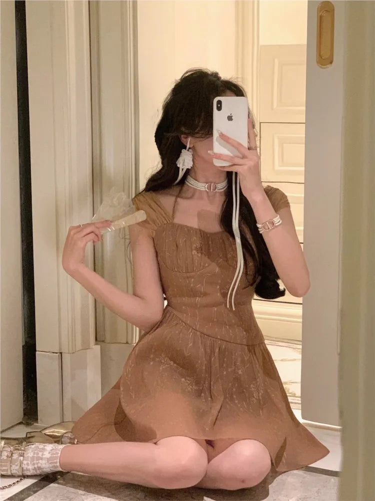 Vintage Midi Dress For Women Summer Sophisticated Prom Evening Party Vestidos Fashion Female Clothing Office Ladies Dresses