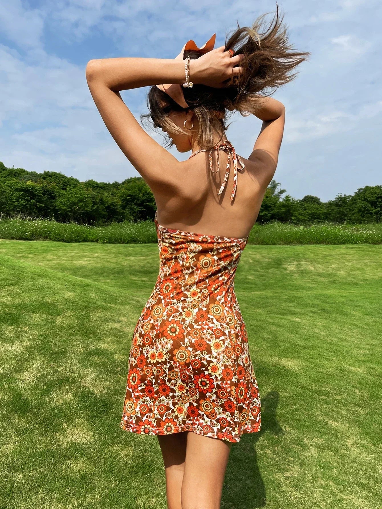 Flower Halter Holiday Gothic Mini Dress