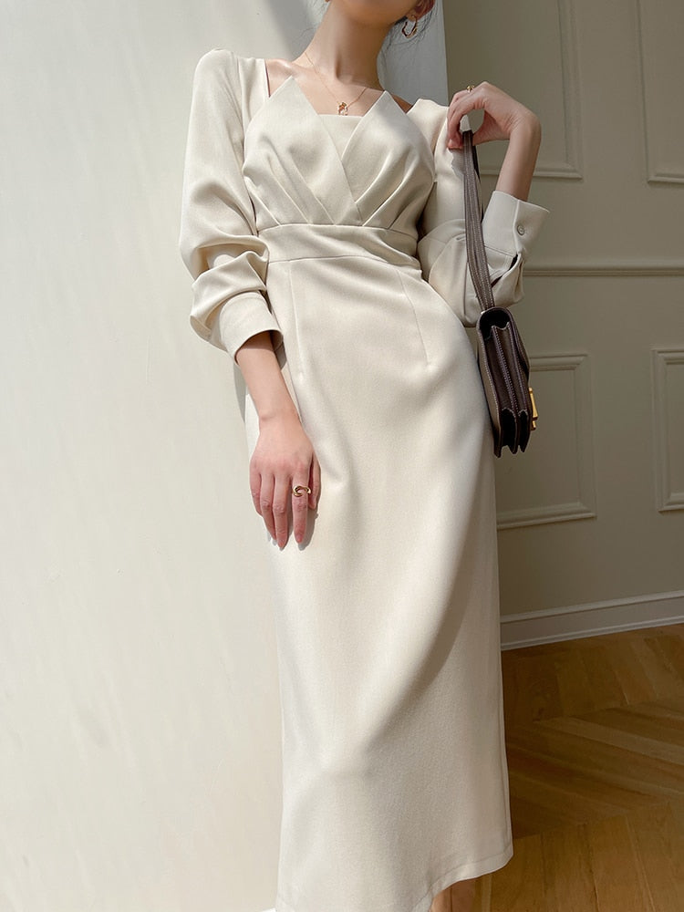 Long Sleeve Classic Fashion Chic Evening Vestido Female Birthday