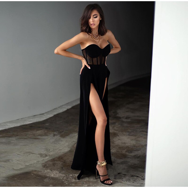 Kissnovaa - Off-shoulder Timeless Long Sleeveless Dress