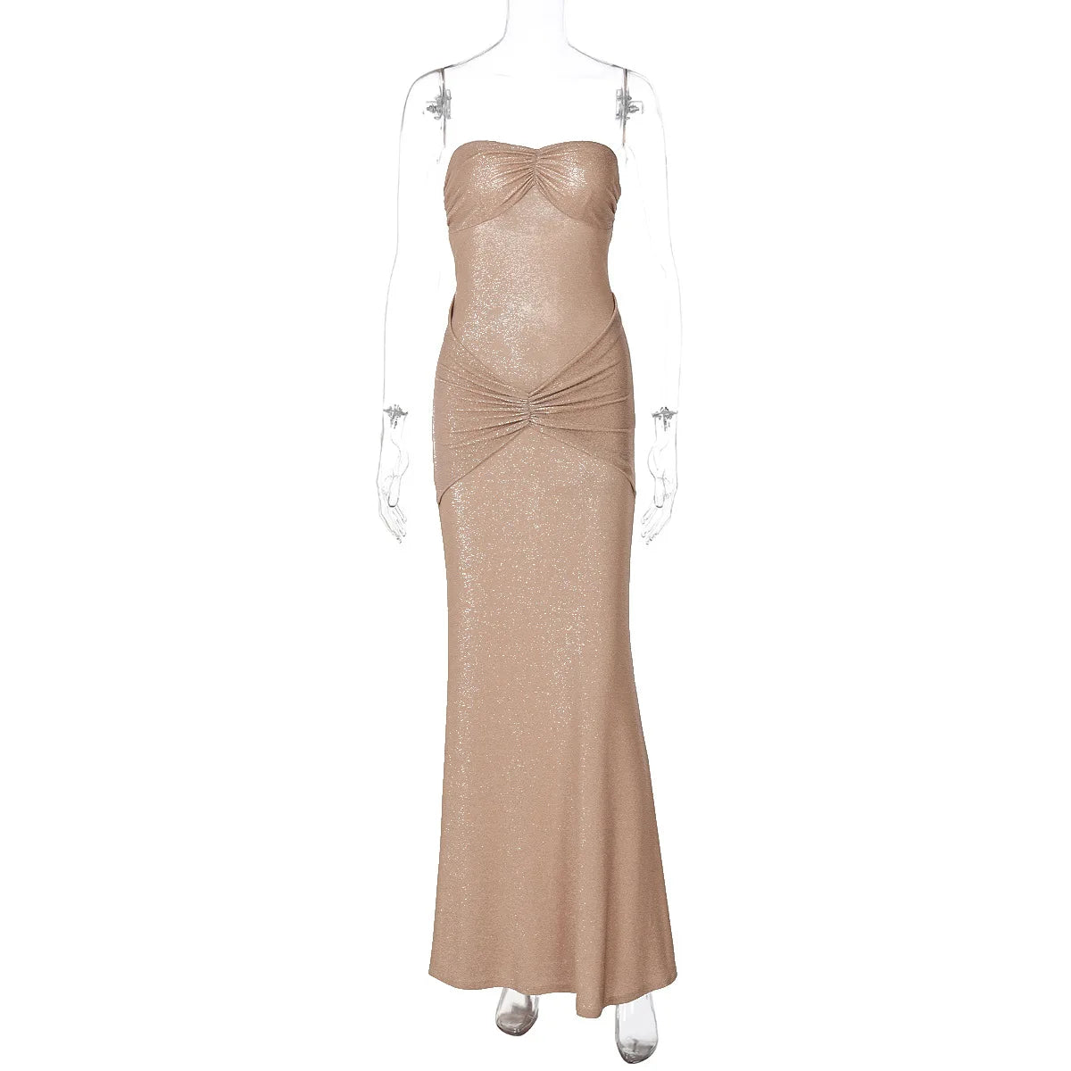 Graceful Strapless Long Maxi Mermaid Dress 2025 Women Sleeveless High Waist Ruched Backless Weddiing Party Evening Prom Dresses