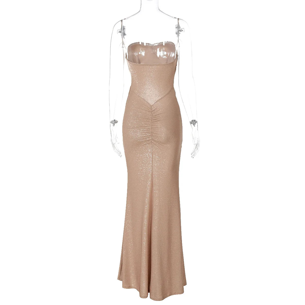 Graceful Strapless Long Maxi Mermaid Dress 2025 Women Sleeveless High Waist Ruched Backless Weddiing Party Evening Prom Dresses