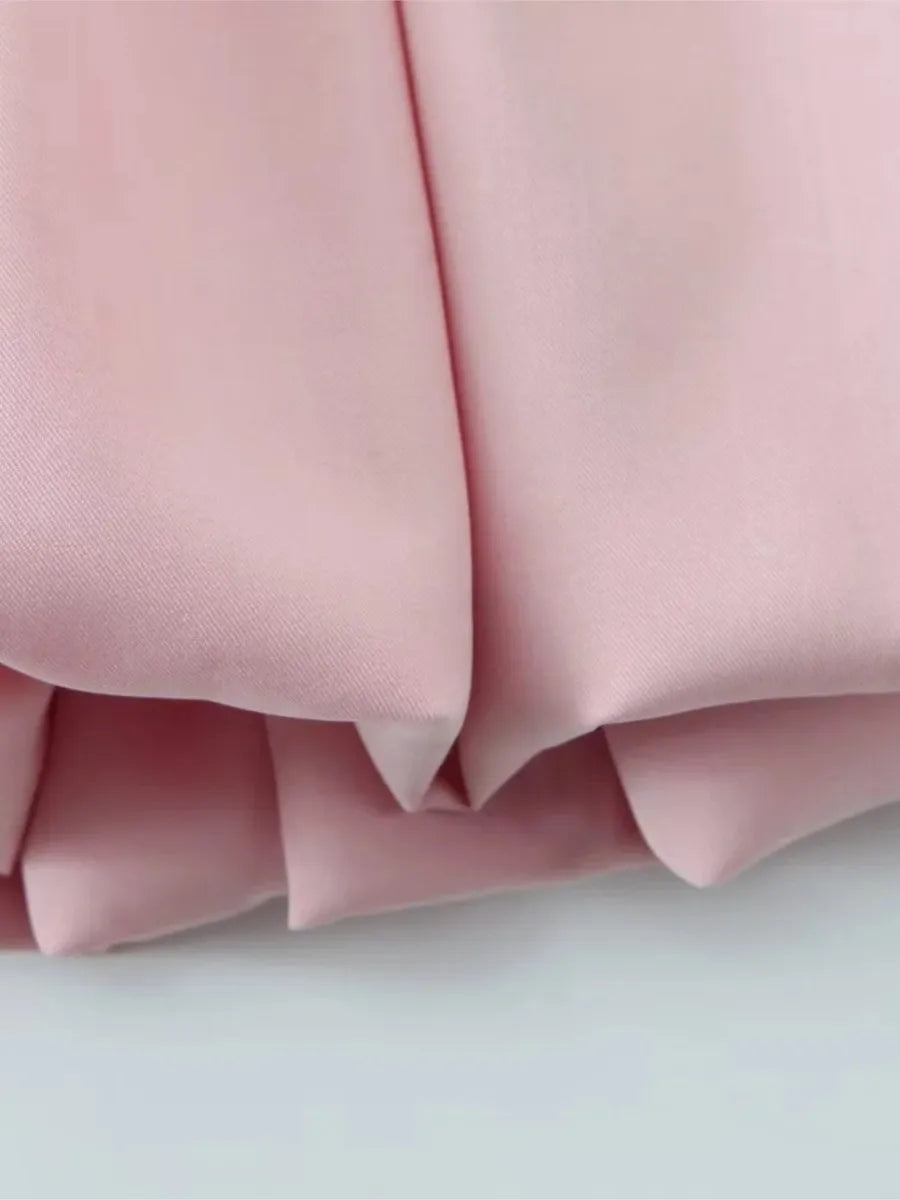 Spring Pink Sweet Mini Dress Women Square Collar Sleeveless Short A line Vestidos Sophisticated Fashion Casual Female Dresses 2025