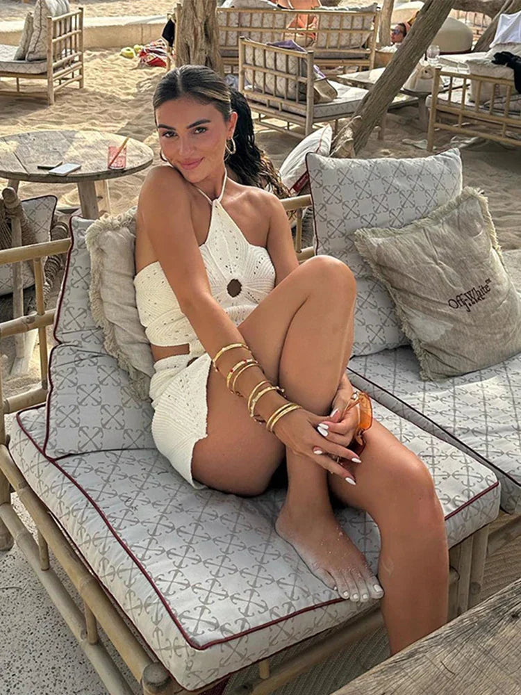 Knitted Hollow Slim Beach Gothic Mini Dress