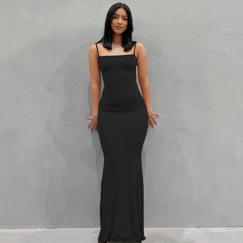 Satin Edition Backless Bodycon Maxi Slip Dress