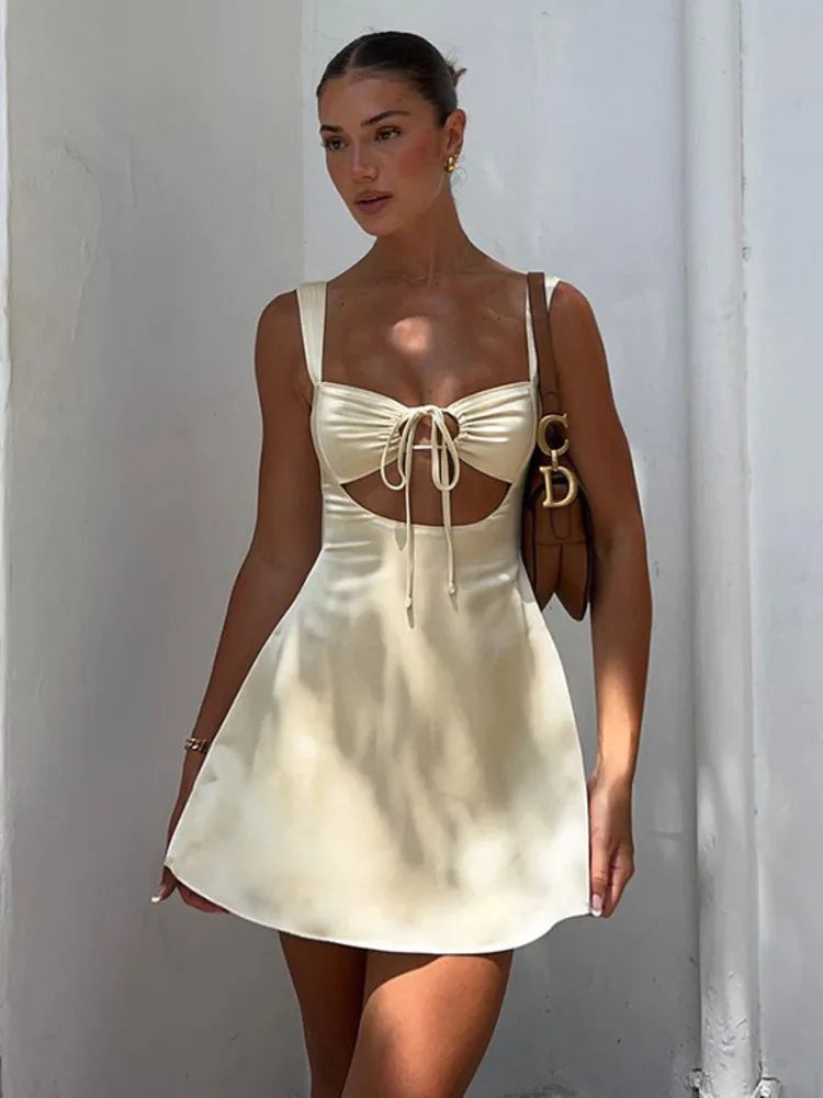 Hollow Bandage Spaghetti Gothic Mini Dress
