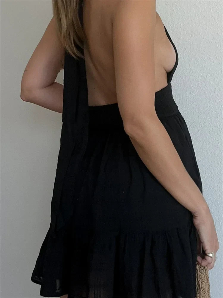 Vneck Deep Flirty LaceUp Summer Party Mini Dresses