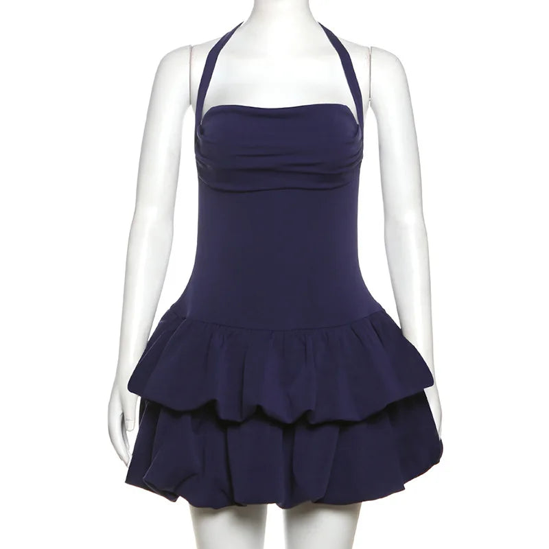 Attractive Backless Spring Mini Dress Women Square Collar Patchwork Bandeau Fashion Solid 2025 Dress Female Bodycon Dress
