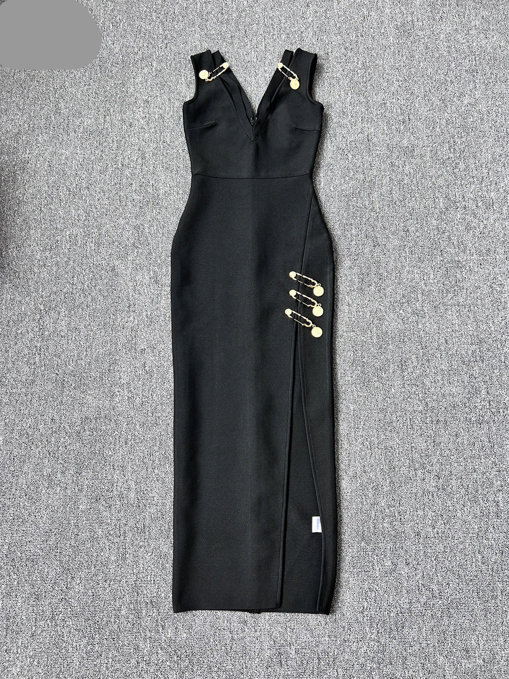 V Sleeveless Neck Bandage Long Dress