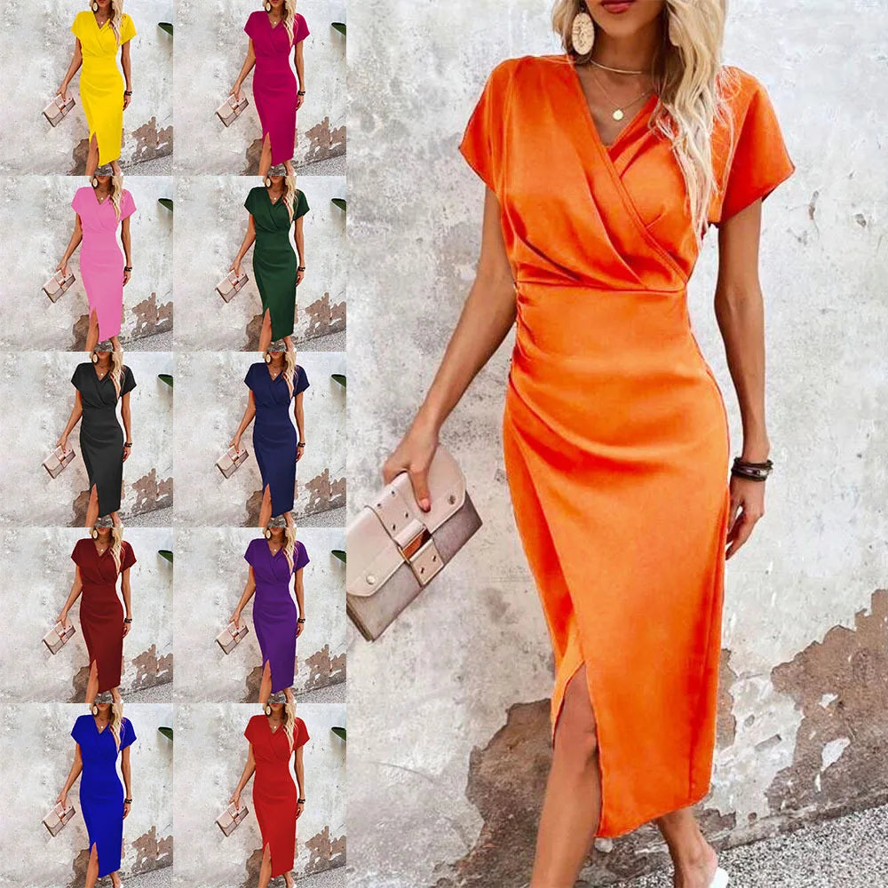 Ana Exclusive María Relaxed Short V Neck Mini Dress for Women Evening Wear Edit