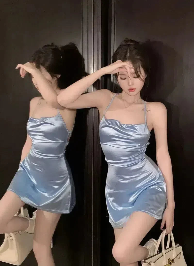 Backless Satin Mini Dress