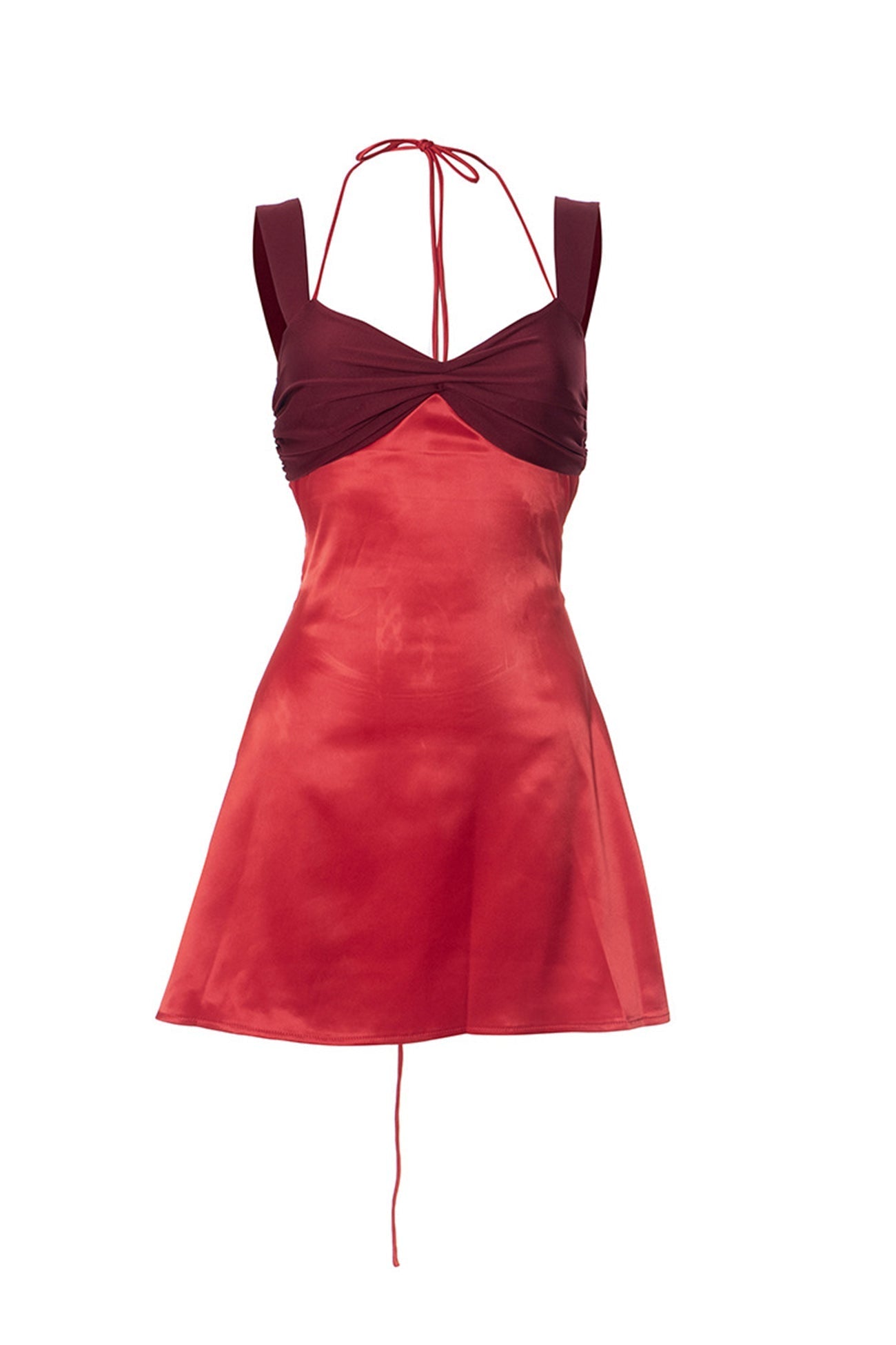 Contrast Satin Color Tie up Cami Dress