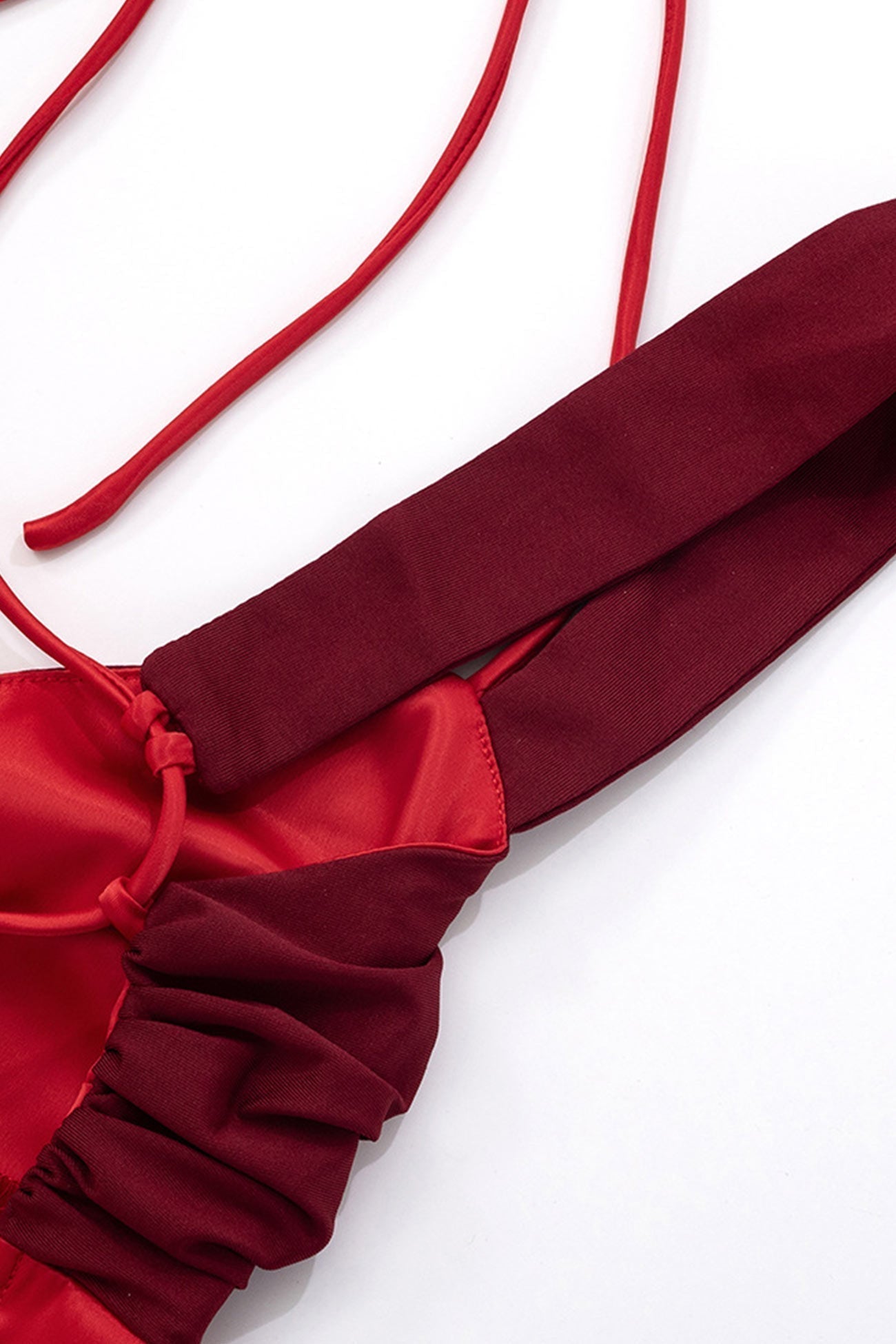 Contrast Satin Color Tie up Cami Dress