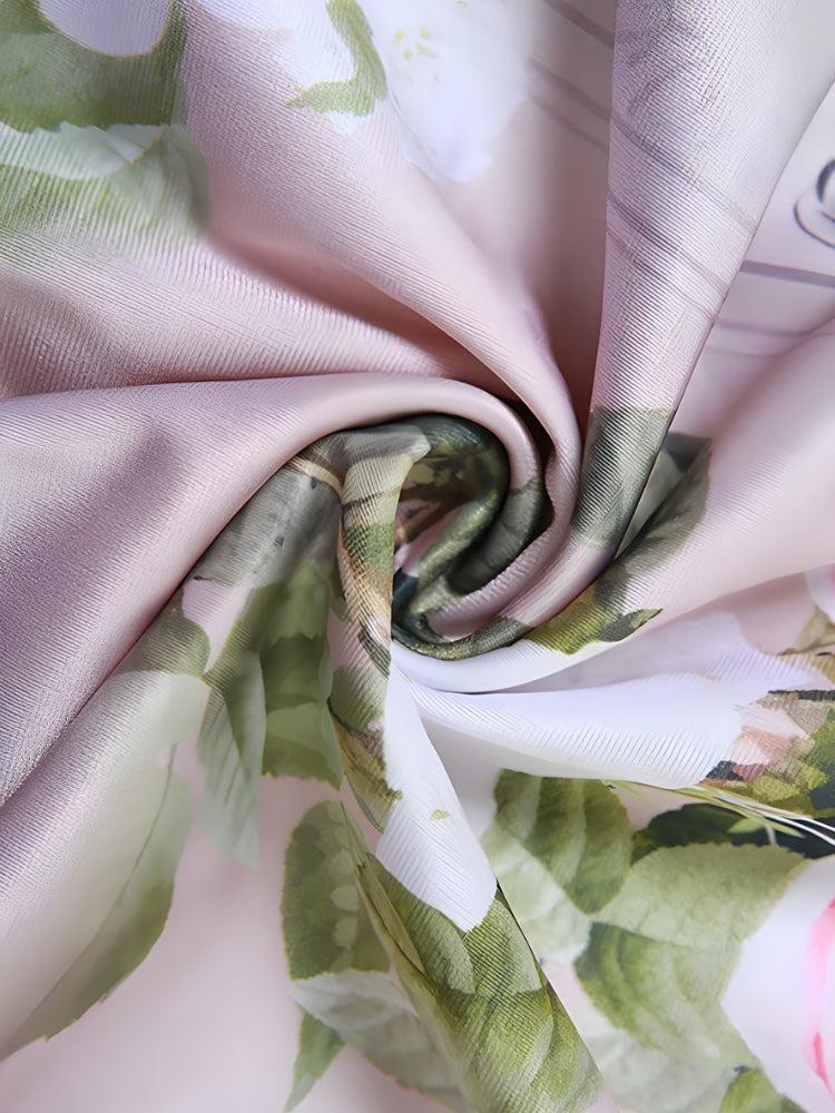 Satin Botanical Midi Dress