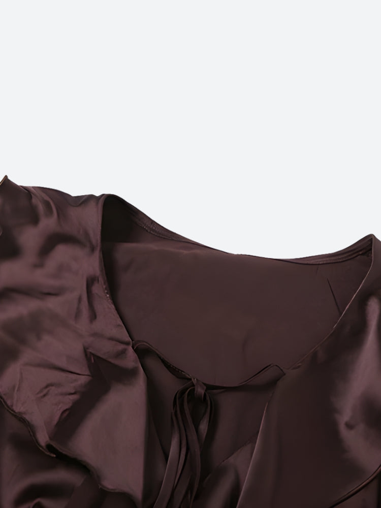 Ruffled Satin Mini Dress
