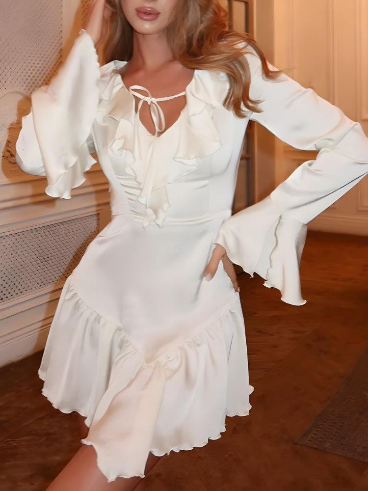 Ruffled Satin Mini Dress