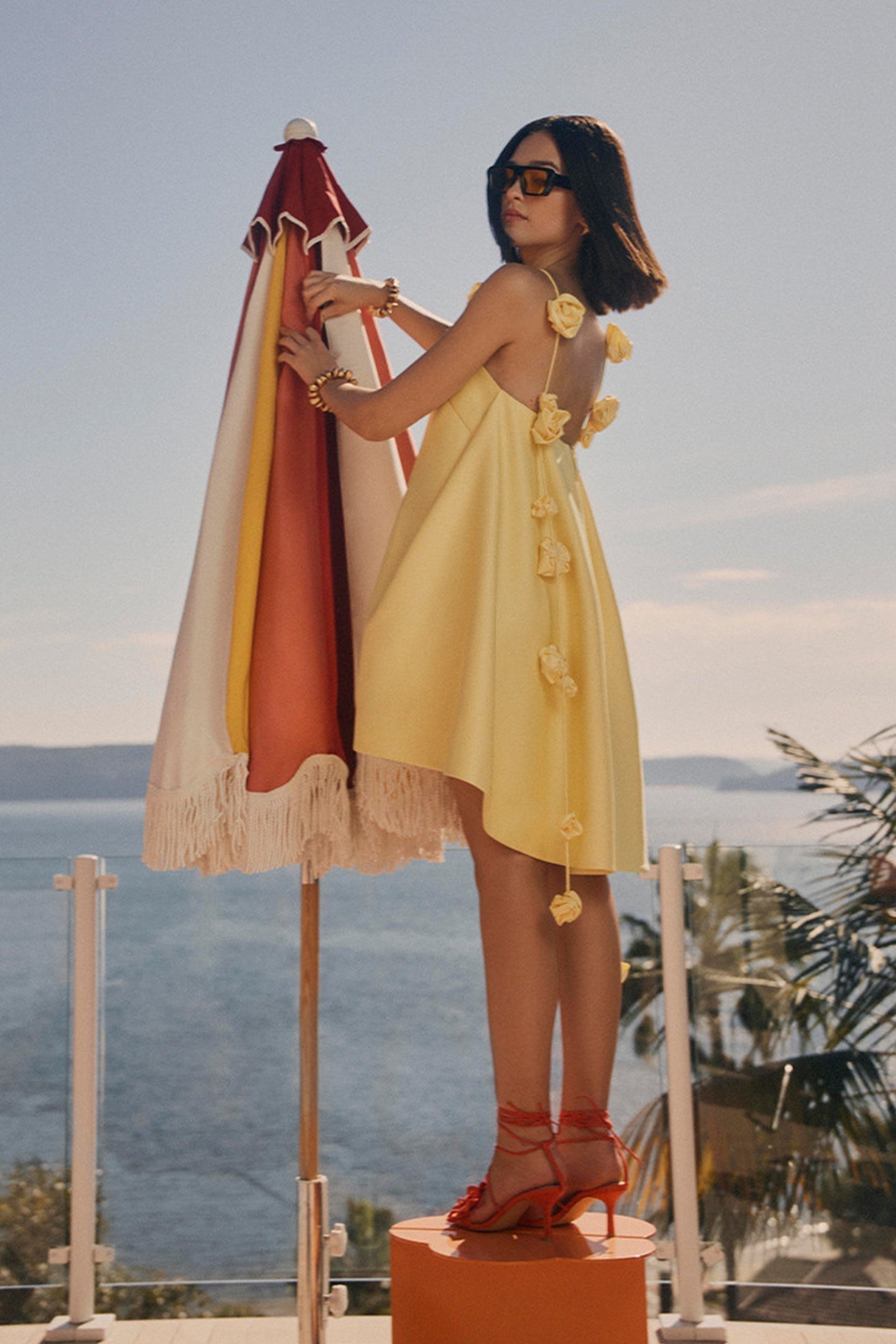 Spaghetti Emma Strap Rose Detail Mini Dress