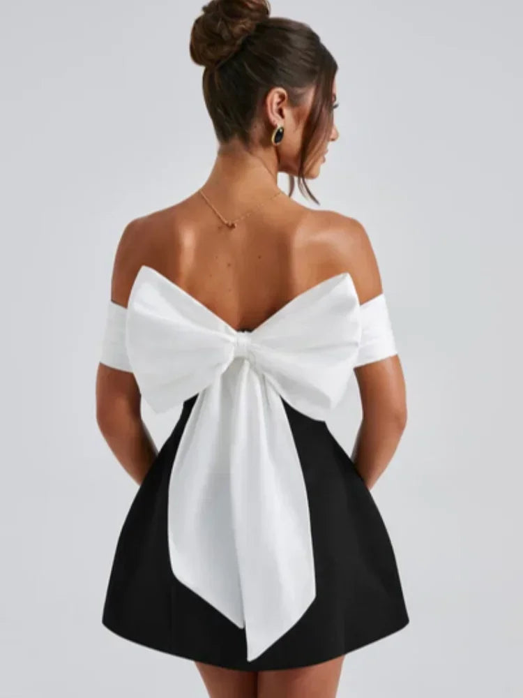 Bella Refined Back Big Bow Mini Dress