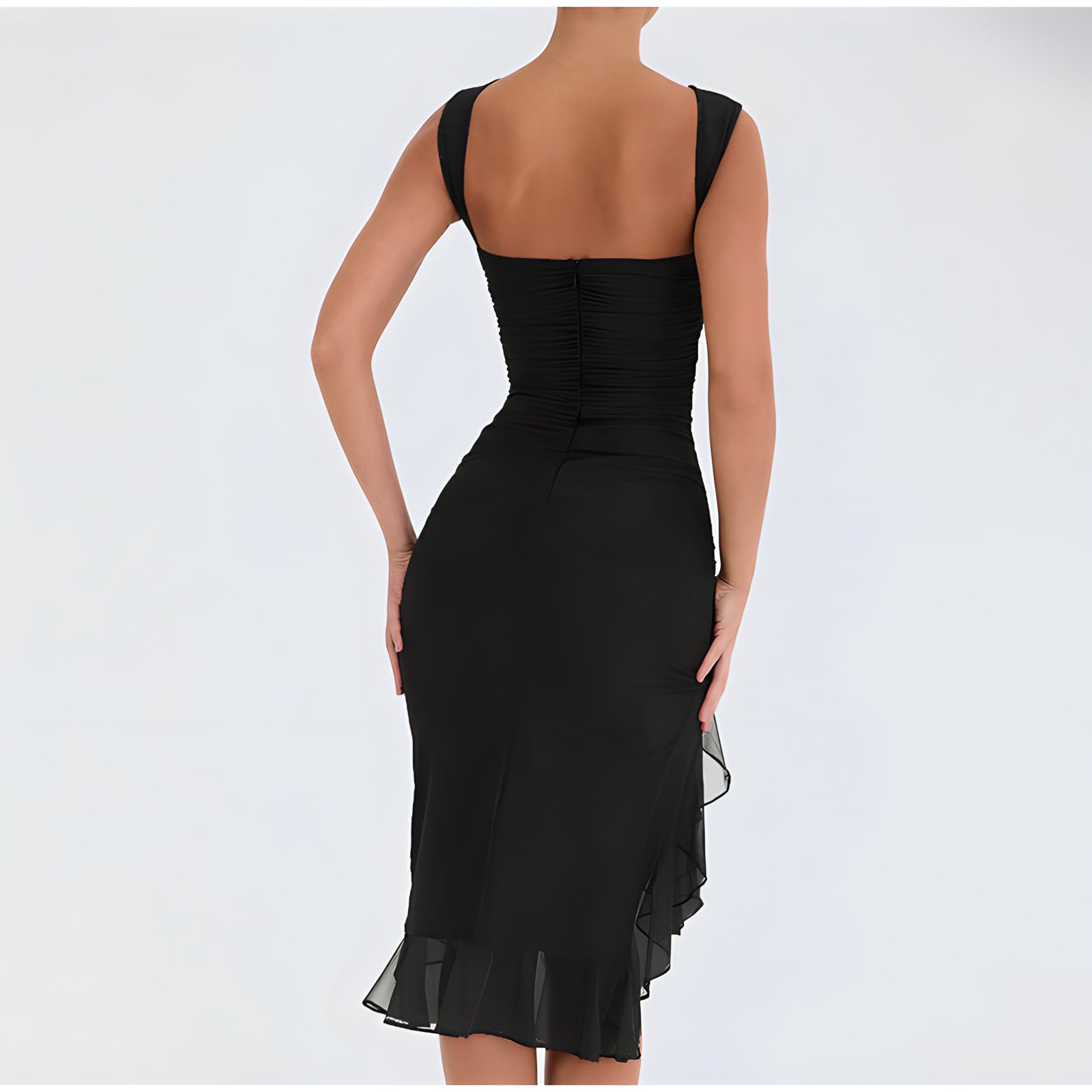 Effortless Penelope Midi Dress with Ruffles Boutique Collection
