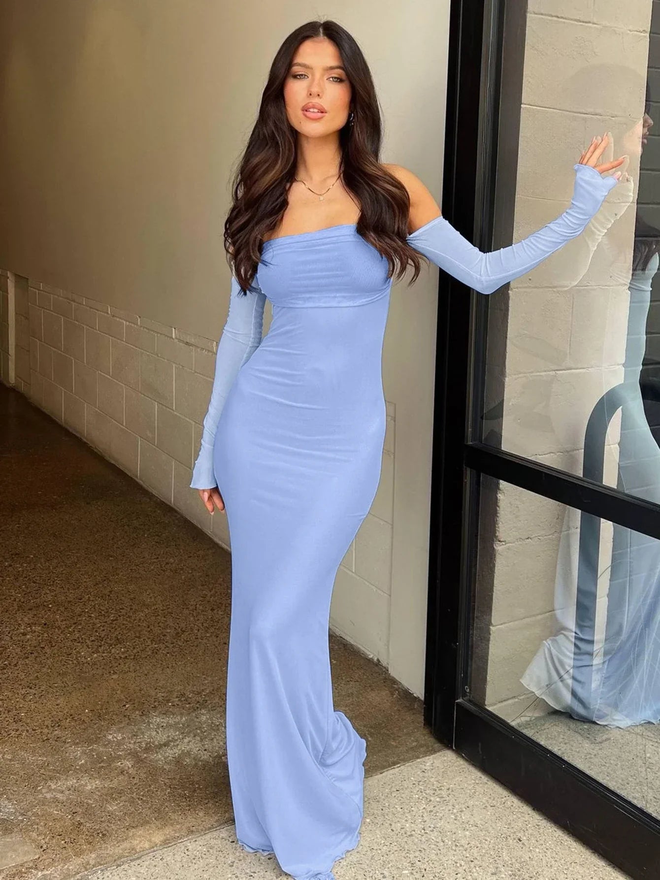 Strapless Patchwork Backless Maxi Dress