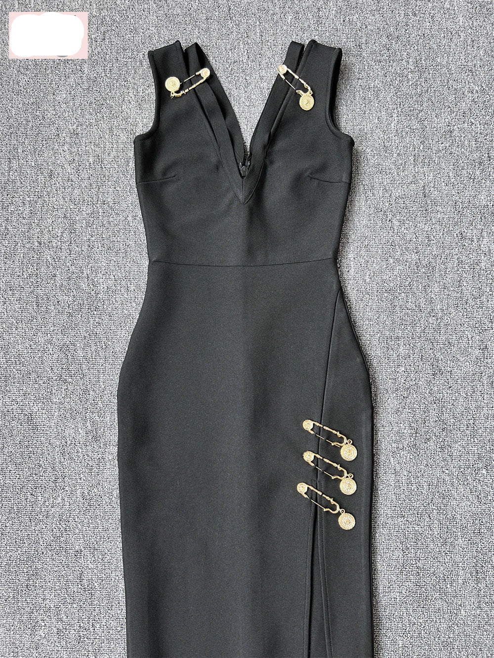 V Sleeveless Neck Bandage Long Dress