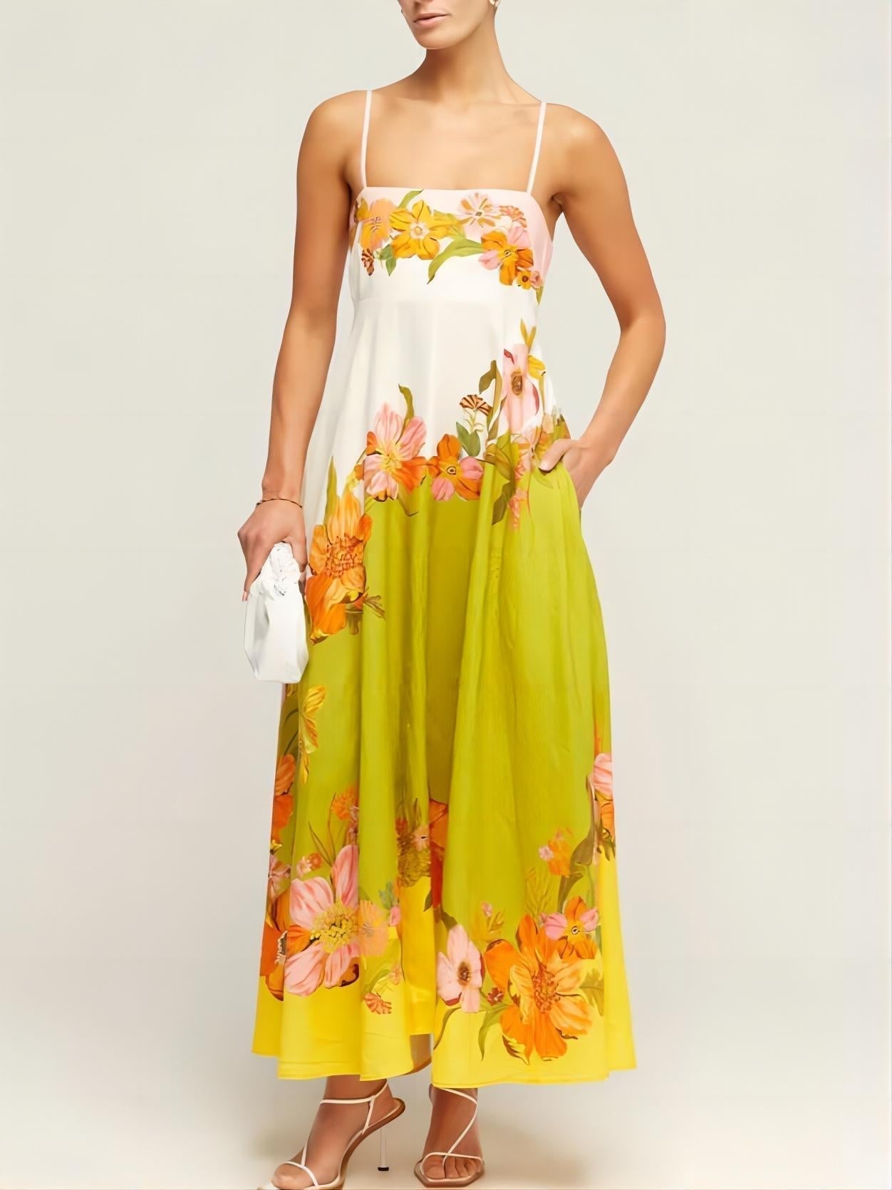 Sophisticated, Stylish And Unique Print Strap Midi Dress