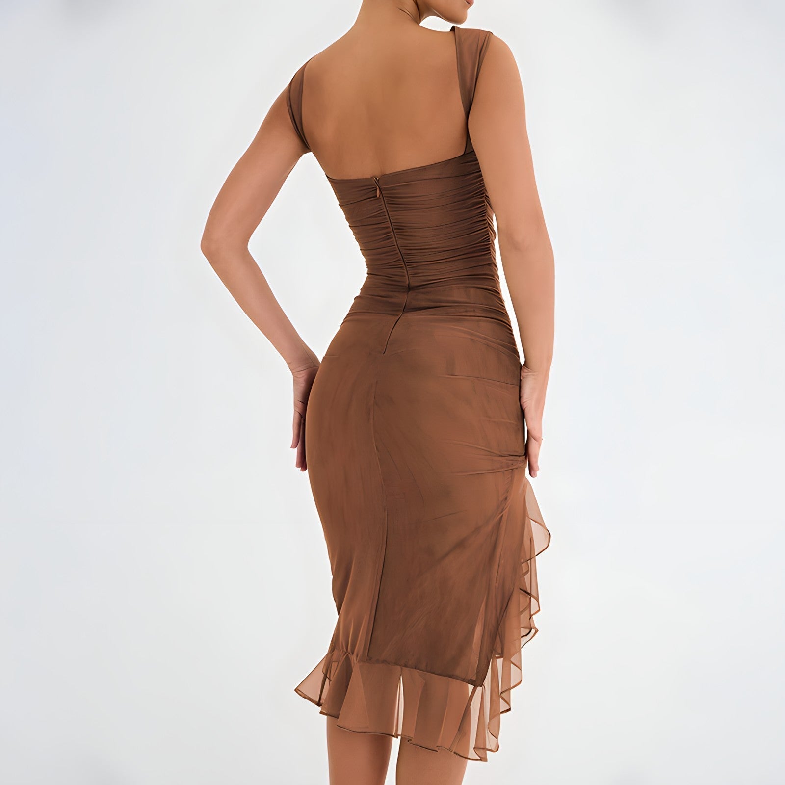 Elevated Irene Midi Dress with Ruffles Occasion Wear