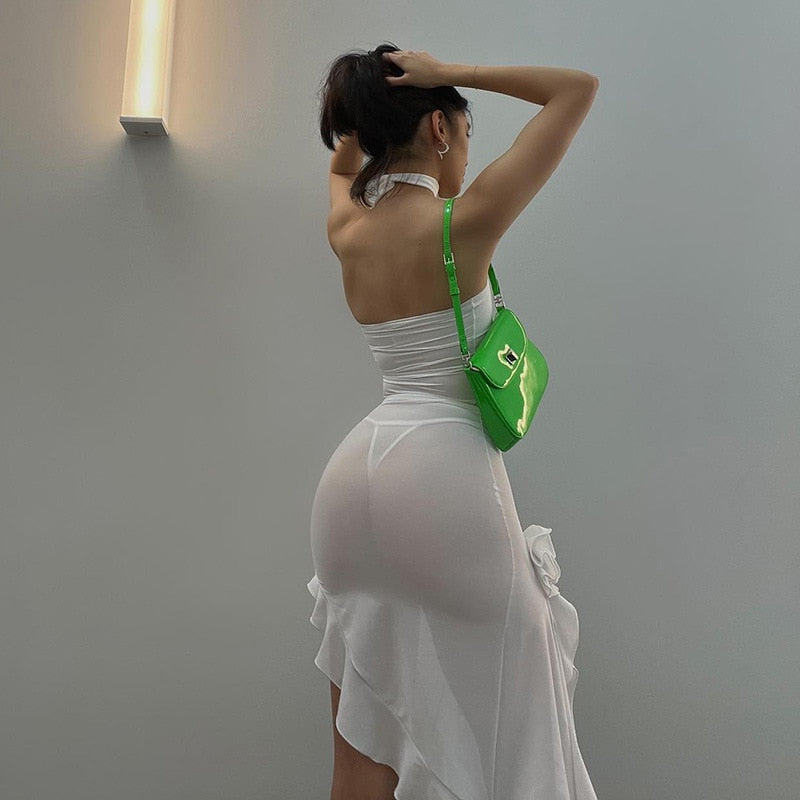 Backless Strapless Corset Midi Dress
