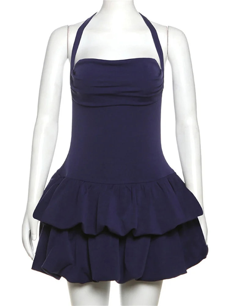 Attractive Backless Spring Mini Dress Women Square Collar Patchwork Bandeau Fashion Solid 2025 Dress Female Bodycon Dress