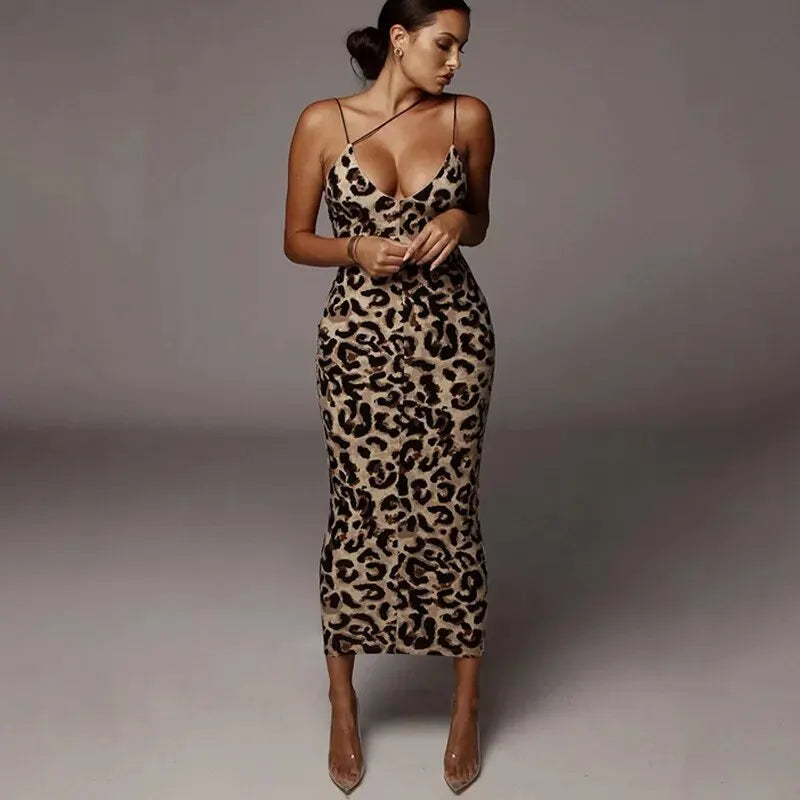 Bodycon Leopard Midi Dress