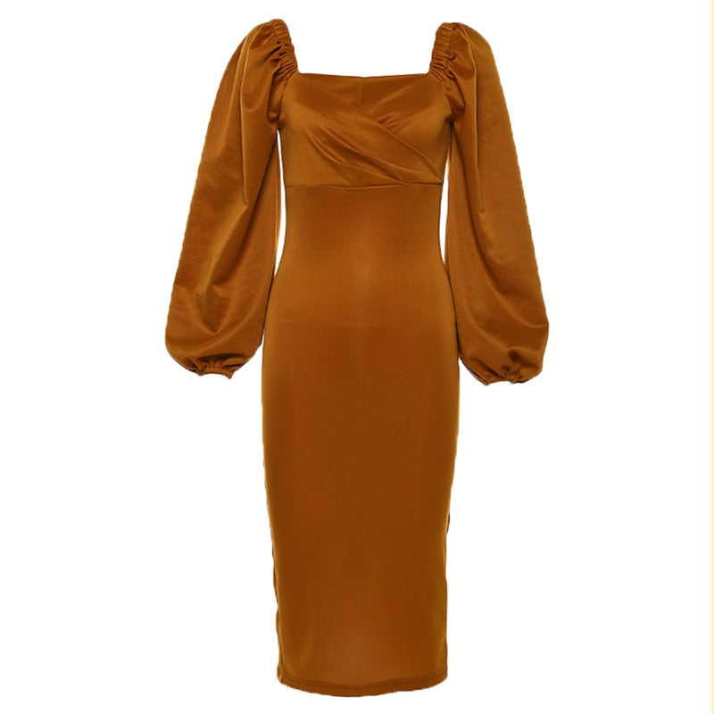 Classic Christmas Evening Sophisticated Date Office Party Midi Dress