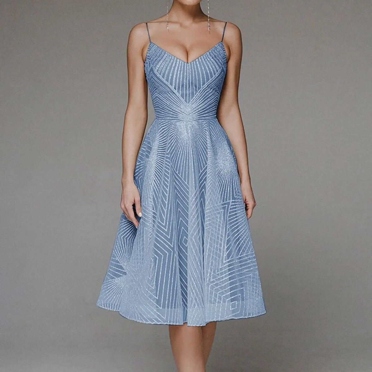Luxurious Long Formal Party Sophisticated Evening Midi Dress