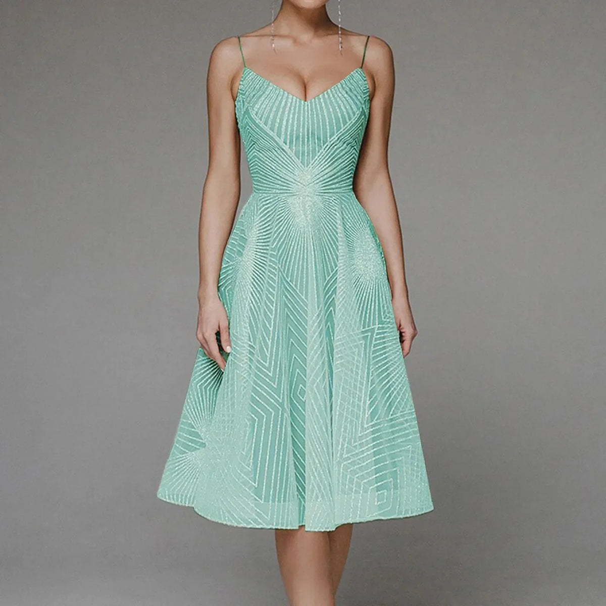 Luxurious Long Formal Party Sophisticated Evening Midi Dress