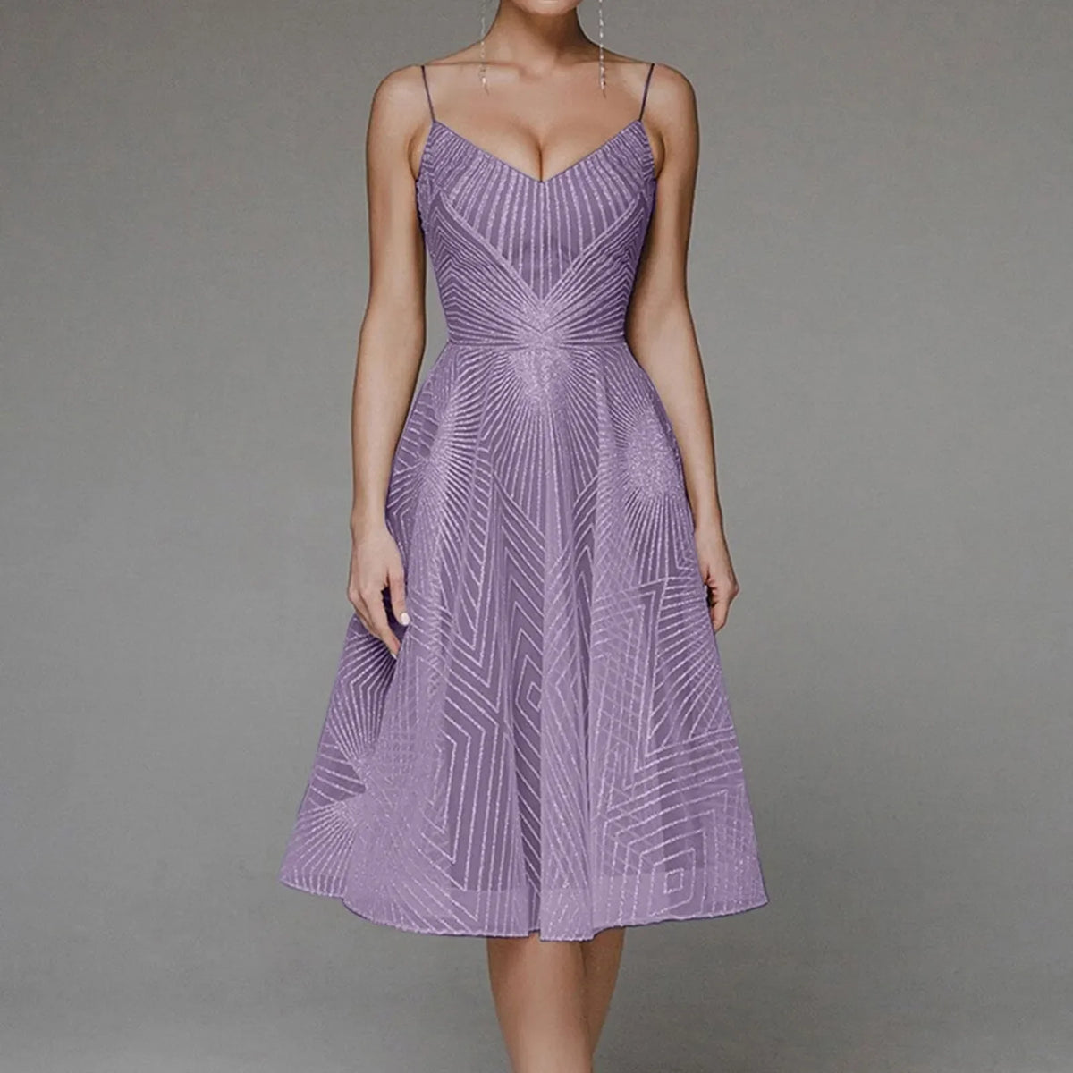 Luxurious Long Formal Party Sophisticated Evening Midi Dress
