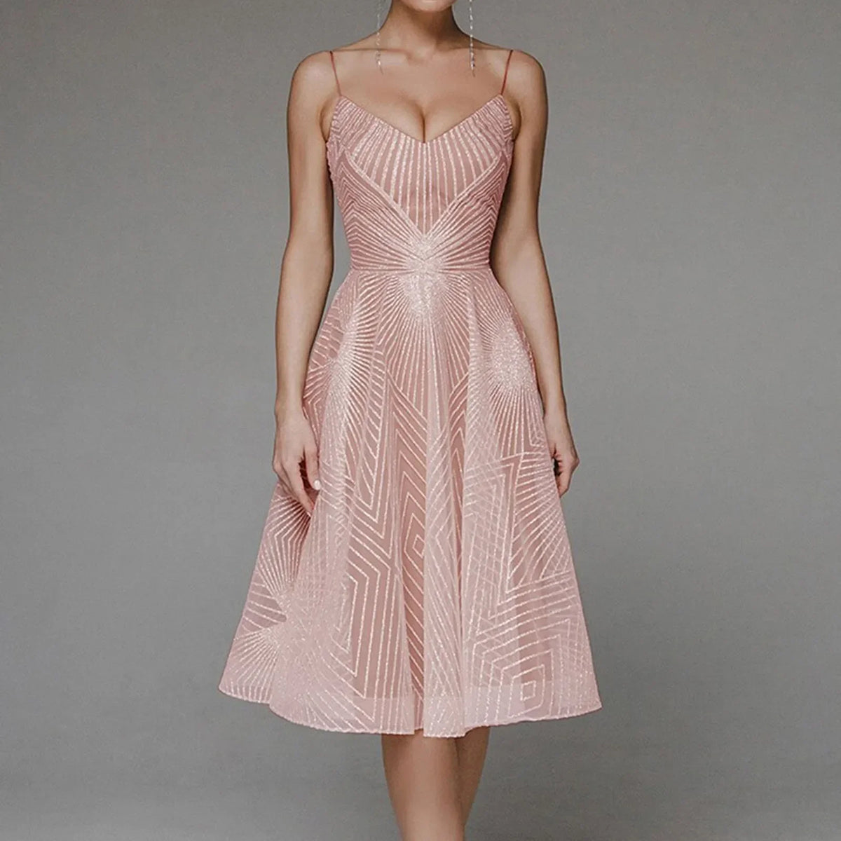 Luxurious Long Formal Party Sophisticated Evening Midi Dress