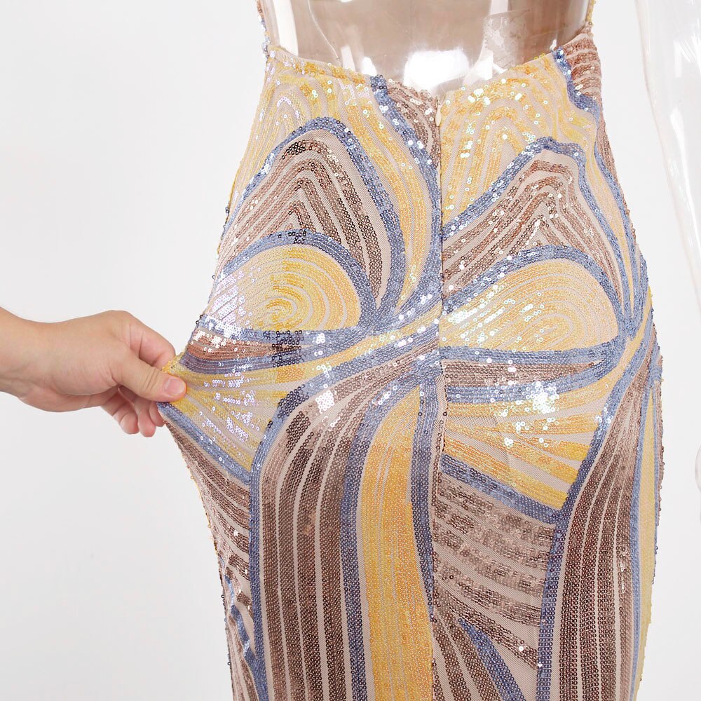 Kissnovaa - Sexy Slip Long Golden Prom Dress