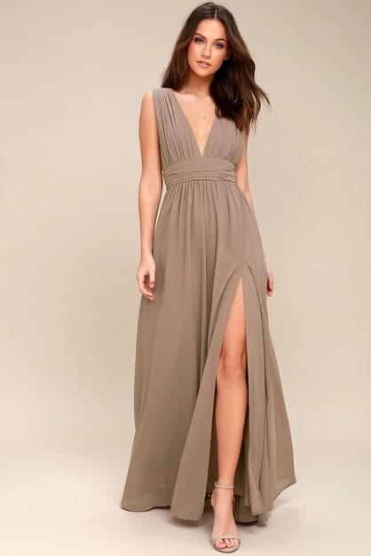 Solid Women Fall Sleeveless Deep VNeck Dresses