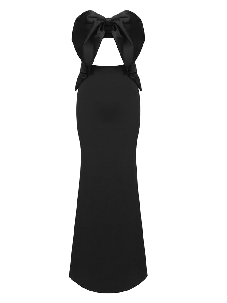 Bodycon Dress Refined Black White Strapless Skiny Long Dress