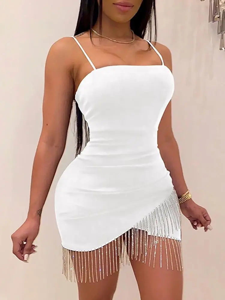 Tassels Graceful Club Autumn Halter Backless Mini Dresses