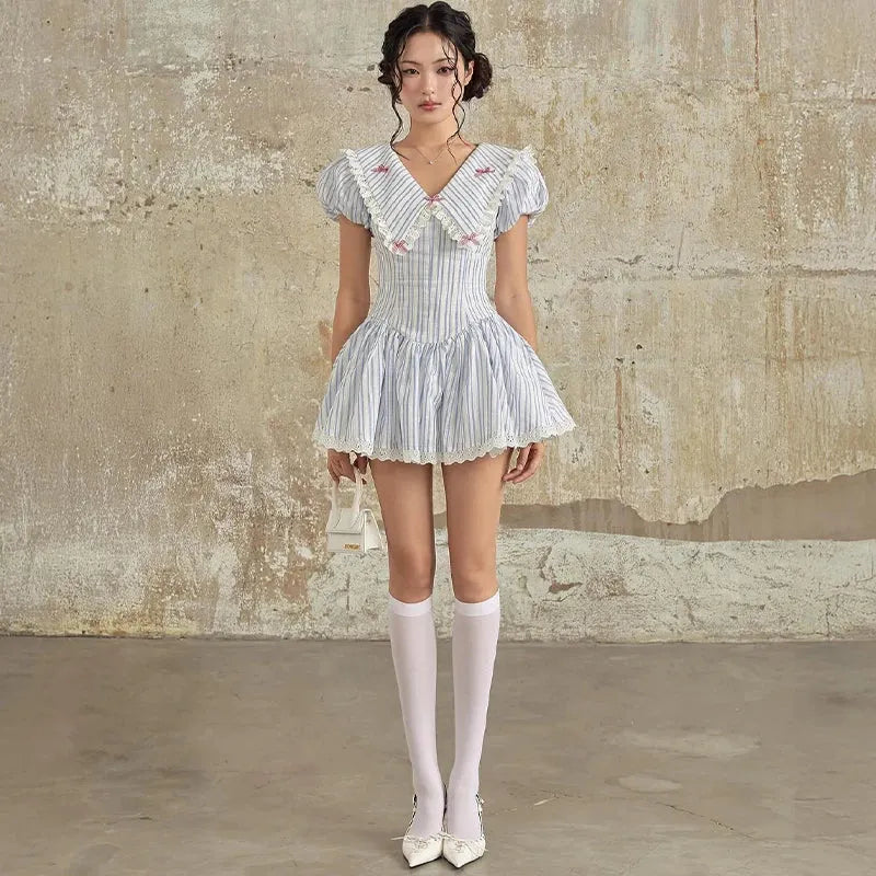 Comfortable Girl Chelsea Collar Mini Dress