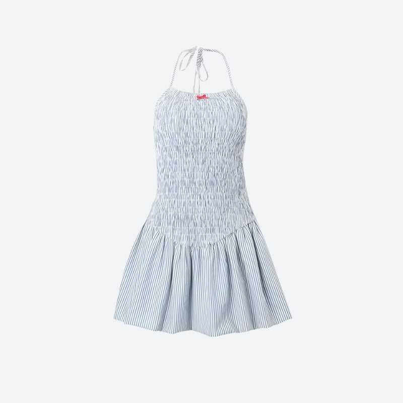 Cozy Girl Striped Ruched Mini Dress