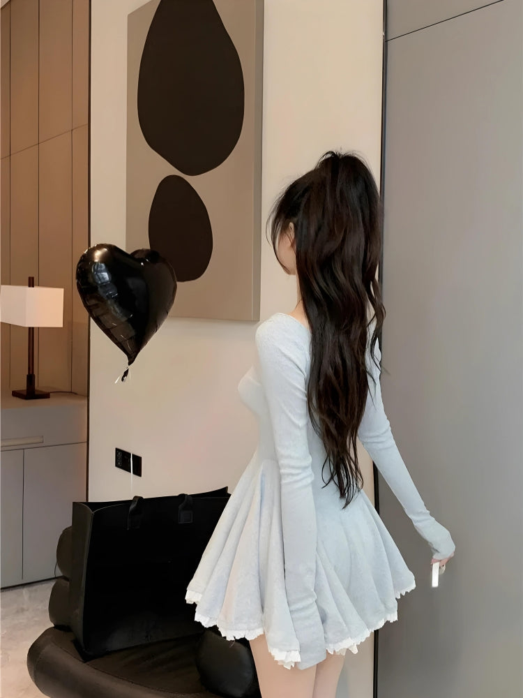 Cozy Girl Sweetheart Neckline Mini Dress