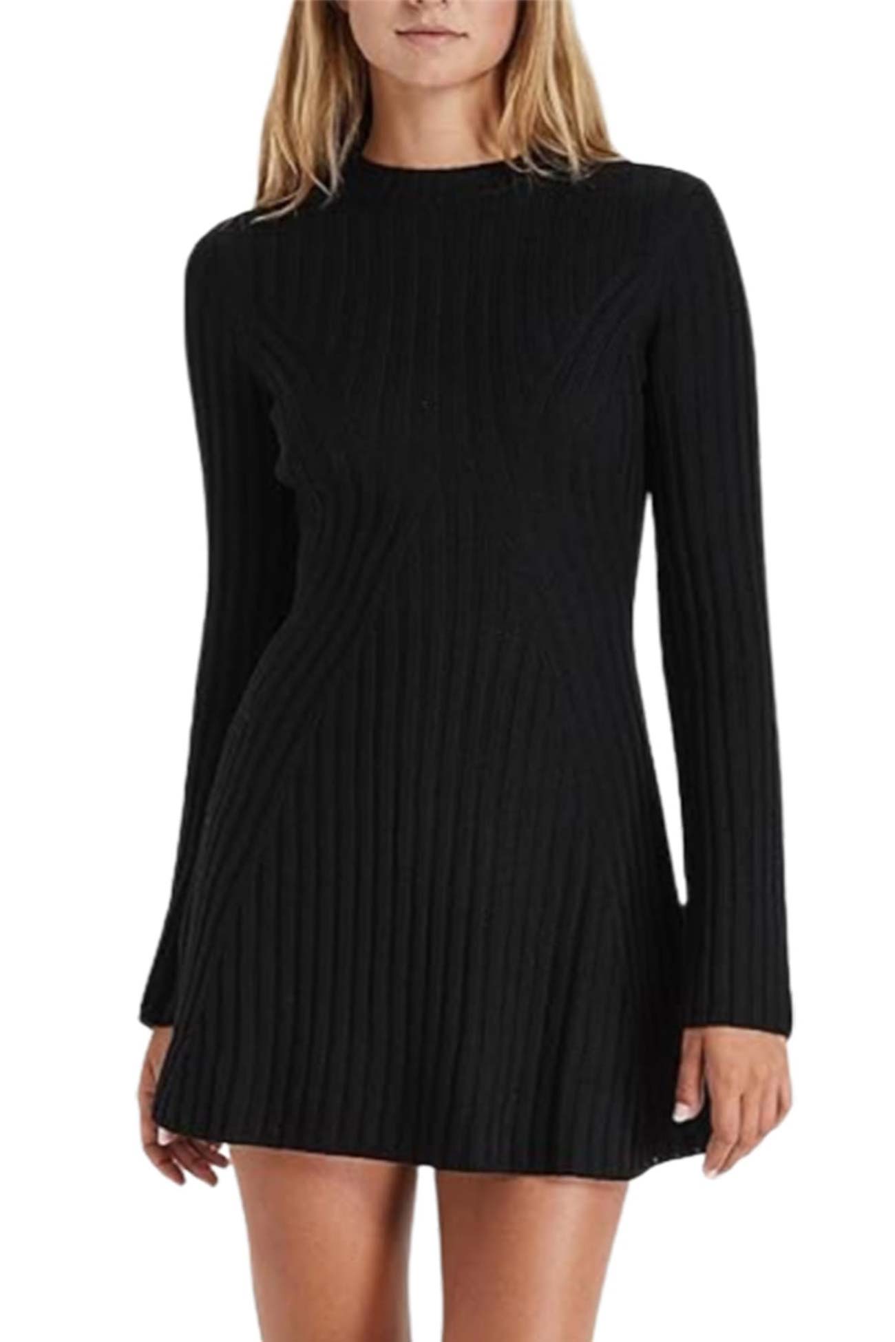 Color Solid Ribbed Knitted Dress
