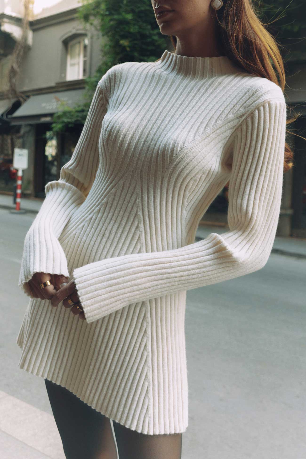 Color Solid Ribbed Knitted Dress
