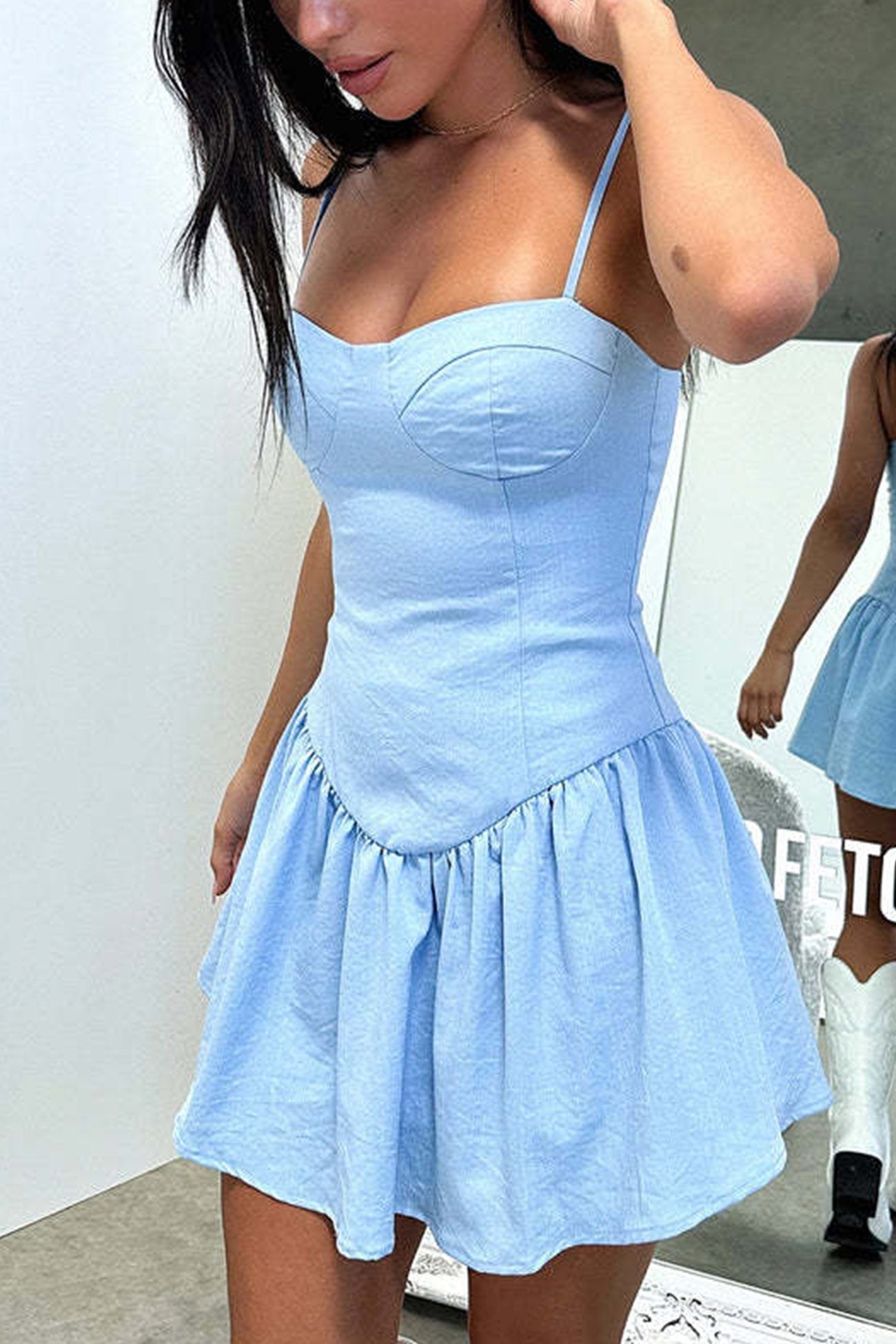 Corset Solid Ruched Cami Dress