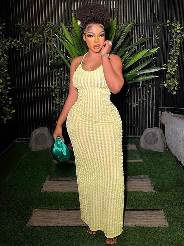 Solid Ruched Spaghetti Strap Laidback Sleeveless Backless Streetwear Midi Dresses