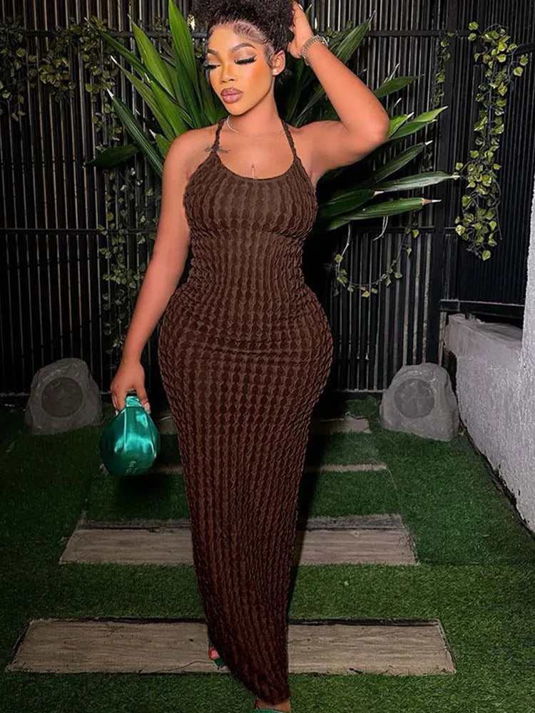 Solid Ruched Spaghetti Strap Laidback Sleeveless Backless Streetwear Midi Dresses