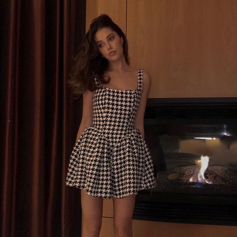 Straps Spaghetti Aline Bird Lattice Dress
