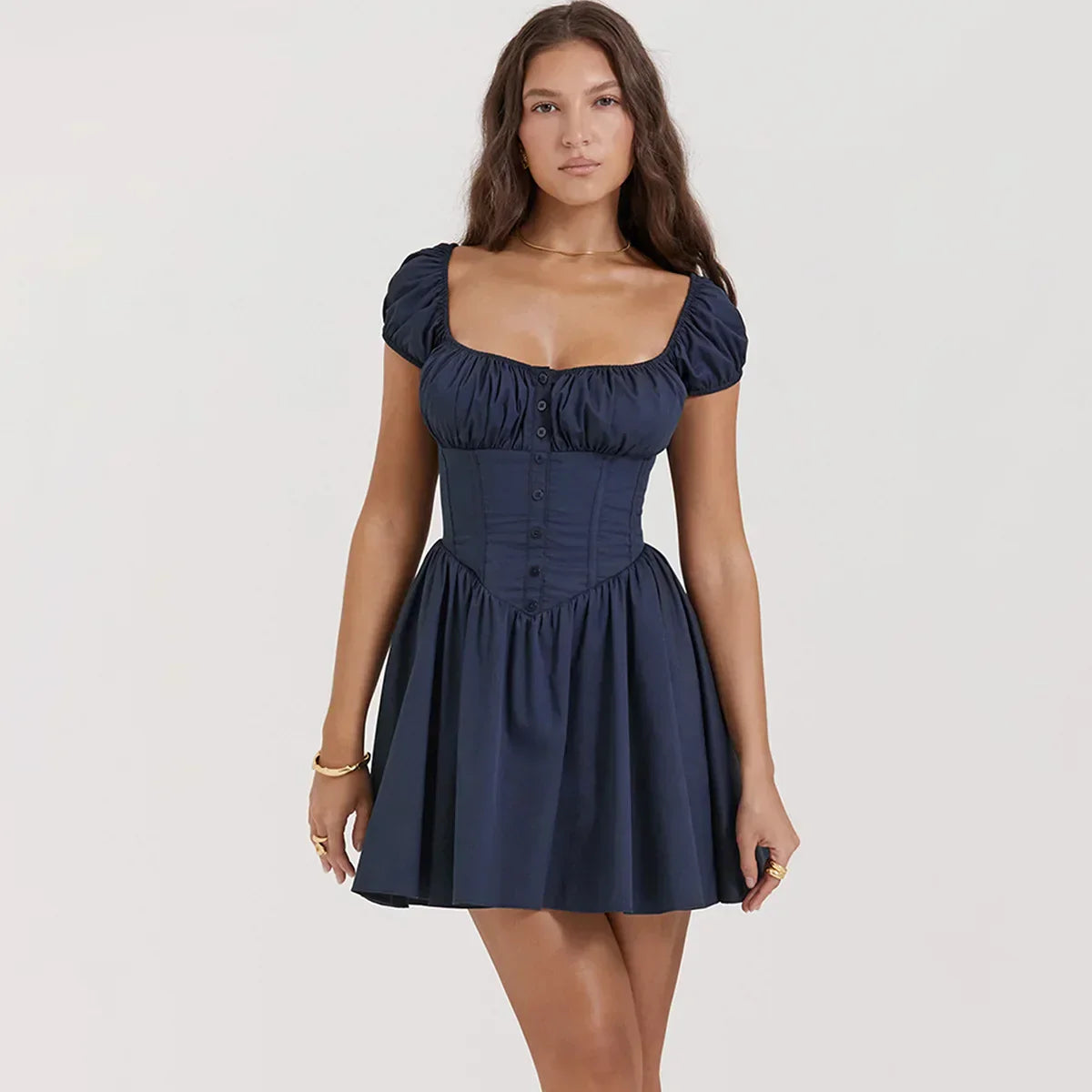 Neck Square Corset Mini Dress